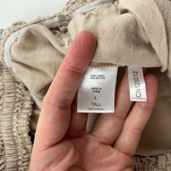 TALL New York & Co Soft Tan Linen Blend Wide Leg Lounge Pant LT - Picture 5 of 7